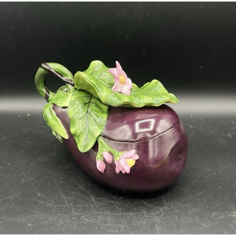 LE JRDN‎ POTAGRE FITZ & FLOYD Classics EGGPLANT Condiment Dish Box ~ Beautiful